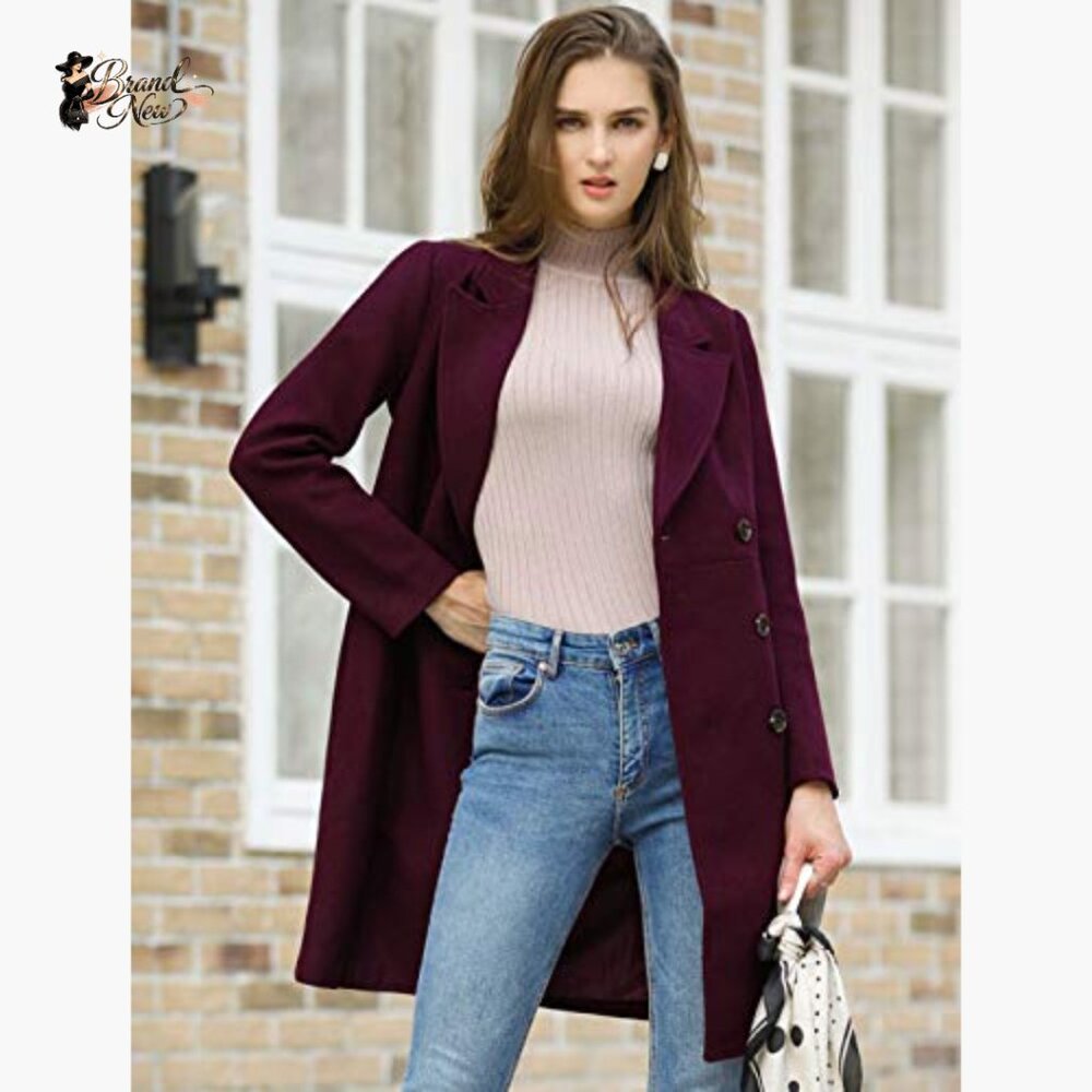 Polyester Double Breasted Trench Coat Notched Lap… - image 3